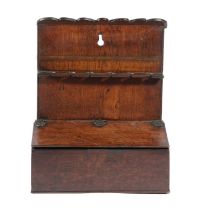 A GEORGE III OAK WALL HANGING SPOON RACK LATE 18TH / EARLY 19TH CENTURY with apertures for six