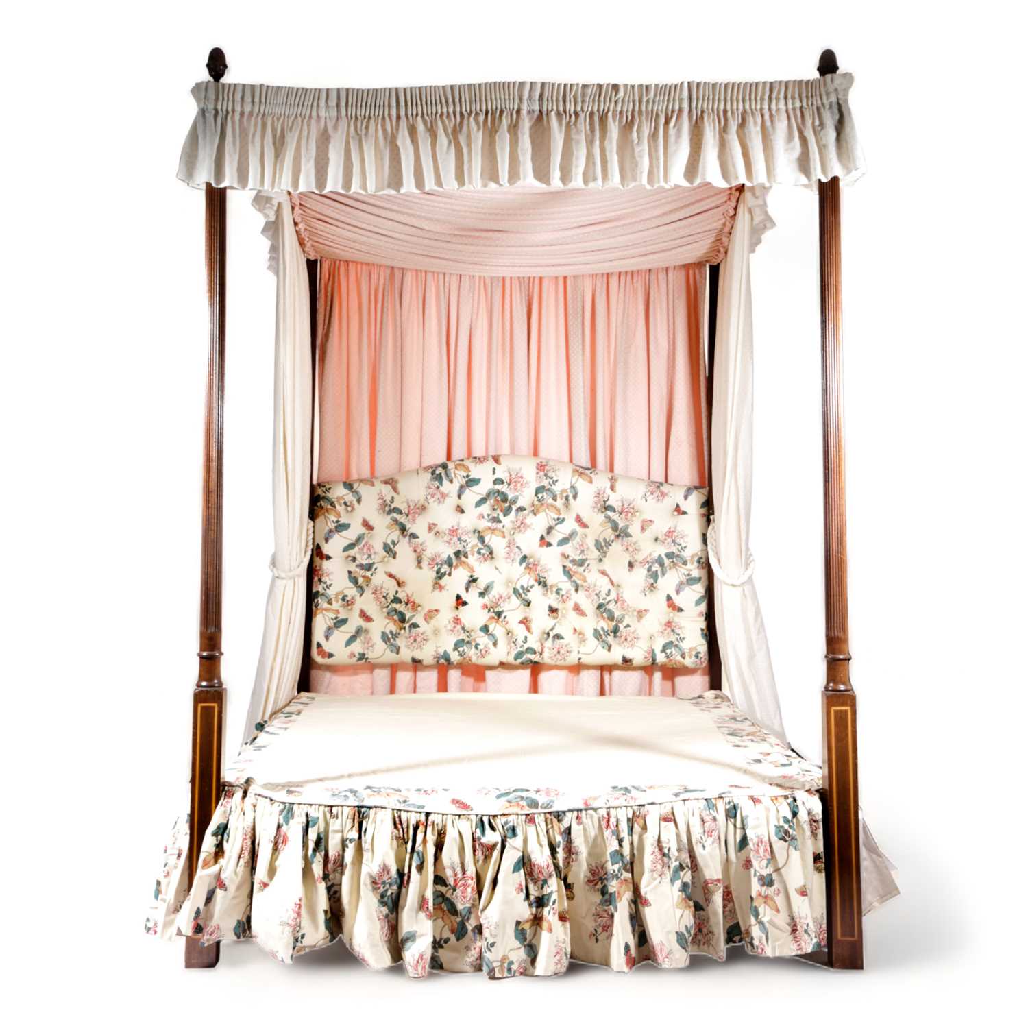 A MAHOGANY AND BOXWOOD INLAID FOUR POSTER BEDIN III STYLE,