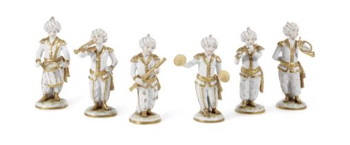 SIX SITZENDORF PORCELAIN FIGURES FROM AN OTTOMAN BAND 20TH CENTURY modelled as children in