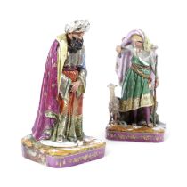 A LARGE PAIR OF FRENCH PORCELAIN FIGURES OF TURKS POSSIBLY MICHEL-ISAAC AARON, CHANTILLY, MID-19TH