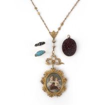 No reserve - a collection of jewels, 19th century, comprising: a pendant, possibly Southern Italian,