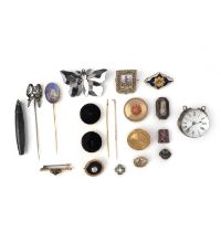 λ A collection of jewels, 19th/early 20th century, comprising: a Vauxhall glass butterfly brooch,