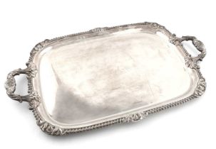 A Victorian electroplated two-handled tray, by The Mappin Brothers, circa 1850, rectangular form,