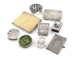 A mixed lot of silver items, comprising: a late-Victorian box, London 1891, the hinged cover with