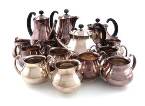 Designed by Eric Clements for Mappin and Webb, a collection of electroplated tea wares, all