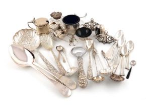 A mixed lot of silver items, comprising: a pair of 19th-century Maltese tablespoons, an American