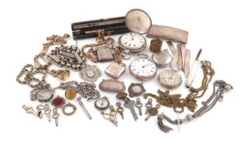 A mixed lot, comprising silver items: a square sovereign case, a vesta case, a card case, six