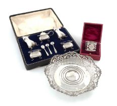 A small mixed lot of silver items, comprising: a late-Victorian coaster, by William Comyns, London