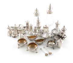 A mixed lot of silver items, comprising: a pair of shell dishes, Sheffield 1870, a shell salt