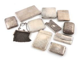 A mixed lot of silver items, comprising: a late 19th-century Russian purse, 1892, engraved foliate