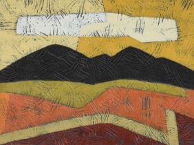 Dan Namingha (b. 1950) New Mexico Forms #1 acrylic on board, signed, 23cm x 30.5cm, with Niman