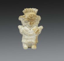 A Maya figural rattle Mexico, circa 600 - 900 AD moulded pottery, of a priestess wearing an