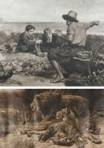 Herbert Dicksee (1862-1942) Danger; The Boyhood of Raleigh (after John Everett Millais) Twp, both