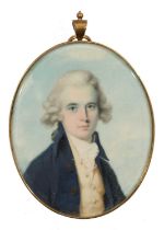 λ John Donaldson (1737-1801) Portrait miniature of a gentleman, wearing a blue coat and cream