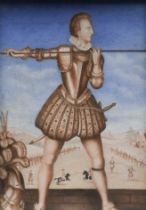 After Simon de Passe Portrait of Henry Frederick, Prince of Wales (1594-1612), holding a lance, with