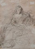 Donato Creti (Italian 1671-1749) Study of a mother and child Pen and brown ink within brown ink