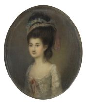 λ English School 1777 Portrait miniature of Hannah Myles Browne, née Bullock (1741-1802), wearing