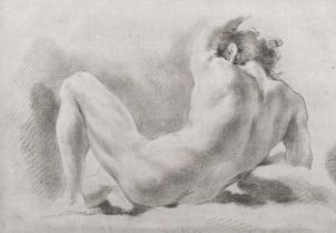 Attributed to Benedetto Luti (Italian 1666-1724) Study of a male nude Black chalk heightened with