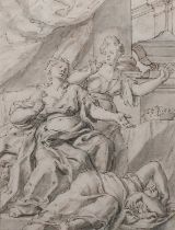 Circle of Francesco Solimena The Death of Cleopatra Black chalk, pen and brown ink, and grey wash