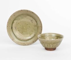 Richard Batterham (1936-2021) a stoneware cut-sided open bowl, covered to the foot with an ash