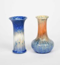 A Ruskin Pottery crystalline glaze vase, dated 1931, shouldered form with flaring neck, mottled