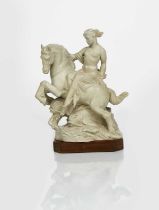 Charles Vyse (1882-1971) a rare pottery figure of a classical maiden on horseback above three