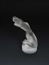 'Chrysis' a modern Lalique frosted glass figure originally designed by Rene Lalique, in original