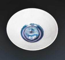 Φ Gordon Baldwin (born 1932) Untitled an earthenware bowl with apple, glazed white with blue lustre,