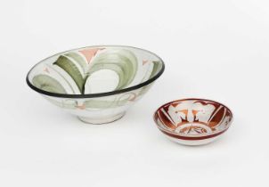 Φ Alan Caiger-Smith MBE (1930-2020) an Aldermaston Pottery tin-glaze bowl, footed form, painted with