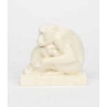 A Wedgwood Pottery Monkeys figure designed by John Skeaping, modelled as an adult cuddling a young