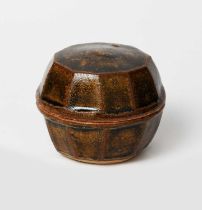 Richard Batterham (1936-2021) a stoneware small cut box and cover, covered in an ash glaze unsigned,