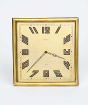 A large Kendall Paris eight day desk clock, brass frame with easel back, Kendall Paris to dial,