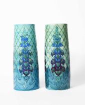 'Foxglove' a pair of Dennis China Works vases designed by Sally Tuffin, dated 1993, cylindrical