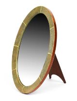 λ An Art Deco shagreen and ivory mounted mahogany table mirror, oval with easel back, oval