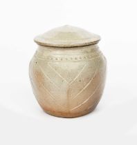 Richard Batterham (1936-2021) a salt-glaze stoneware beaten jar and cover, with chatter band and