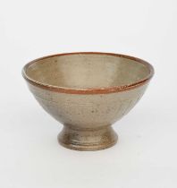 Richard Batterham (1936-2021) a salt-glaze stoneware tazza with flutes, unsigned, incised 19 to