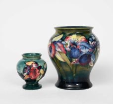 'Frilled and Slipper Orchids' a Moorcroft Pottery vase designed by William Moorcroft, baluster form,