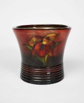 'Flambe Frilled Orchids' a Moorcroft Pottery jardiniere designed by William Moorcroft, flaring