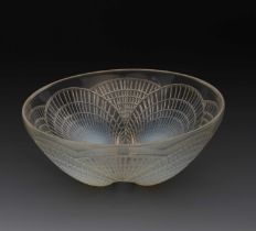 'Coquilles' no.3201 a Lalique opalescent glass bowl designed by Rene Lalique, wheel-cut R Lalique