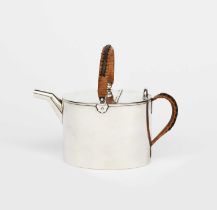 An electroplated metal watering can after a design by Dr Christopher Dresser, possibly Hukin &