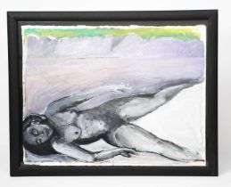 Φ Nancy Baldwin (1934-2021) untitled, nude figure in a landscape, 1991 acrylic on paper, framed