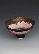 Φ Dame Lucie Rie DBE (1902-1995) a footed porcelain bowl, flaring conical form with radiating