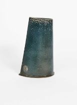 Φ Walter Keeler (born 1942) a tall salt-glaze stoneware pourer covered in a blue glaze impressed