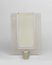 An Art Deco Modernist frosted perspex dressing table mirror, architectural form, the bevelled U