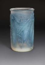 'Laurier' no.947 a Lalique opalescent glass vase designed by Rene Lalique, wheel cut R Lalique