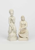 A Royal Copenhagen blanc de chine porcelain figure of a mermaid designed by Arno Malinowski, and