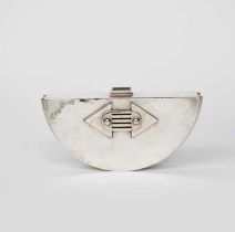 Jean Després (1889-1980) a Modernist silver plated vase, semi-circular form with small square
