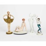 A Rosenthal Pottery figure of a dancer by Dorothea Charol, modelled standing with arms raised,