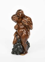 A Bing & Grondahl stoneware Bacchanalian figure group designed by Kai Nielsen, model no.1912, in