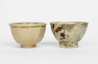 Jim Malone (born 1946) an Ainstable Pottery stoneware footed bowl or Chawan, painted with a simple